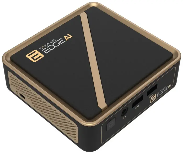 SAPPHIRE EDGE AI 350 BAREBONE / Ryzen AI 7 350 / 2x DDR5 SO-DIMM / M.2 / Wi-Fi / HDMI / USB-C / 120W adapteris