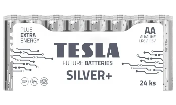 TESLA SILVER+ alkalická baterija AA (LR06, tužková, fólie) 24 ks