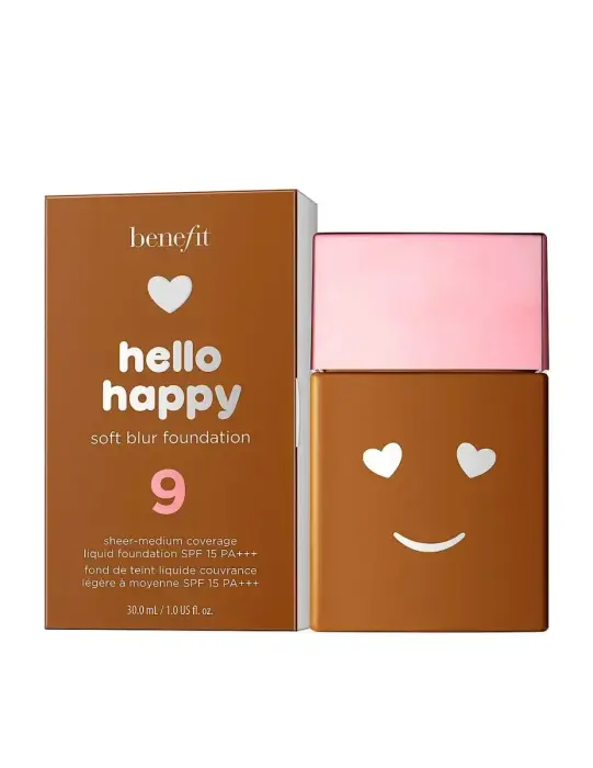 Benefit Hello Happy Soft Blur matt viimistlusega vedel jumestuskreem, 09 Deep Neutral, SPF 15, 30 ml