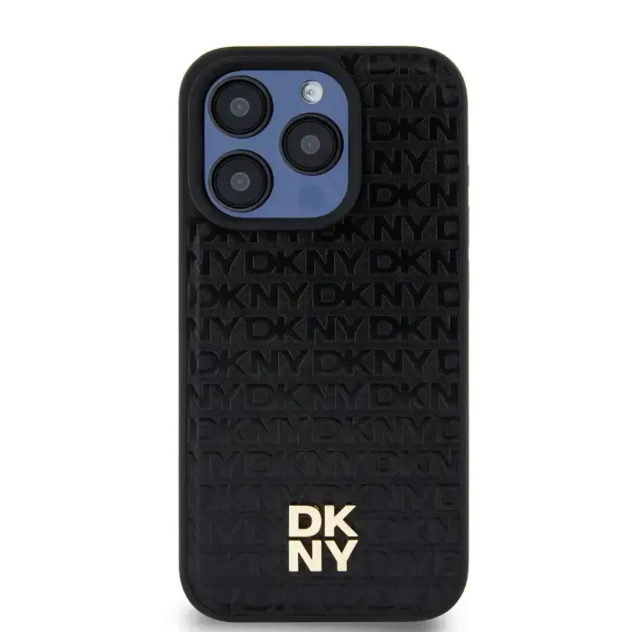Чехол MagSafe DKNY PU Leather Repeat Pattern Stack Logo для iPhone 14 Pro, черный
