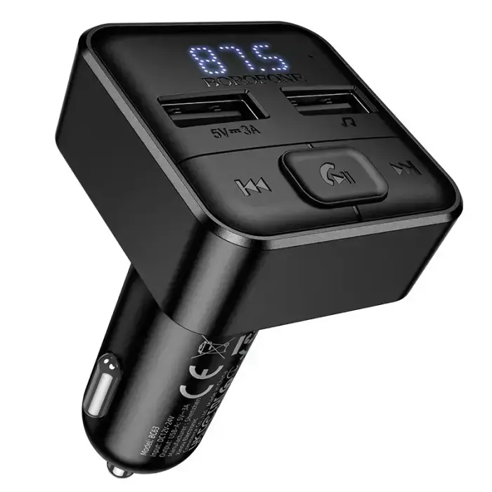 Borofone FM-saatja BC63 Selecto MP3, Bluetooth – 2xUSB – must