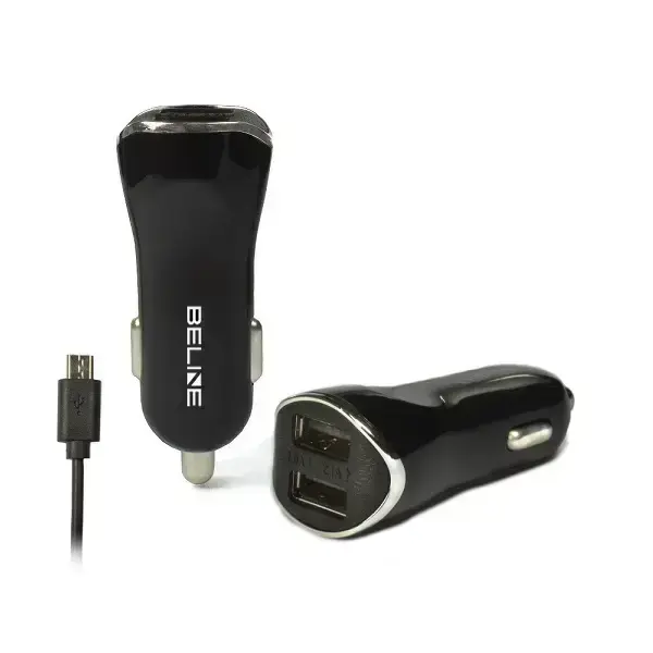 Автомобильное зарядное устройство BELINE 10W с портами USB-A и кабелем Micro-USB, Черное