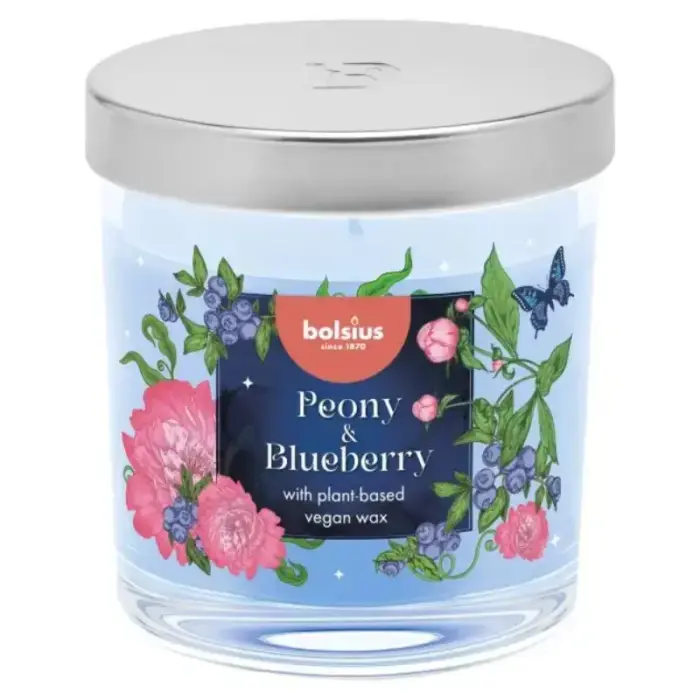 Floral Fusion Scented Candle in Glass Jar, Peony & Blueberry, Ø7x8 cm