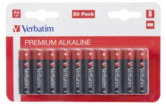 Verbatim AA Premium Alkaline Batteries 20-Pack 1.5V