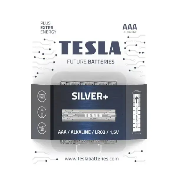 TESLA SILVER+ alkalická baterija AAA (LR03, mikrotužková, blister) 4 ks