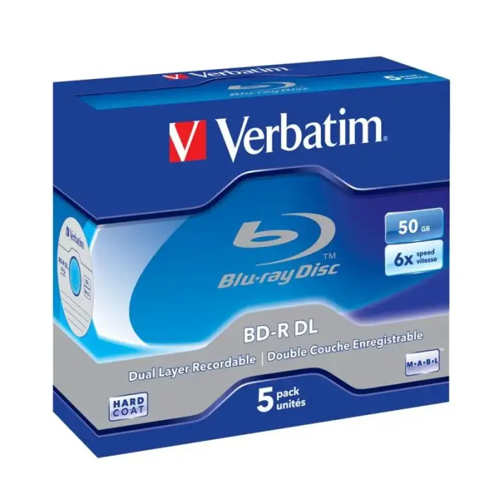 Диск Verbatim 43748 BD-R 50GB 6x 5шт. в тонком корпусе