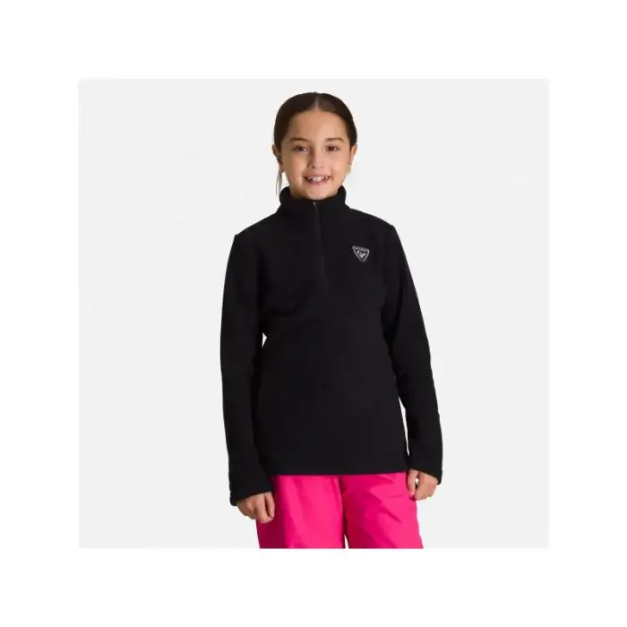 ROSSIGNOL Girl 1/2 Zip Fleece Sweatshirt Black - Size: 4
