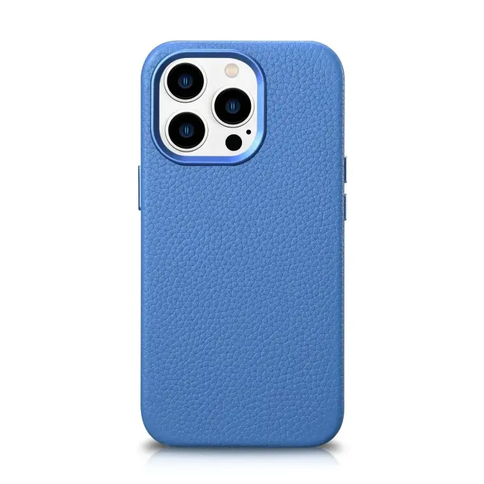 iCarer Litchi Premium ādas maciņš priekš iPhone 14 Pro Max ar MagSafe, zils