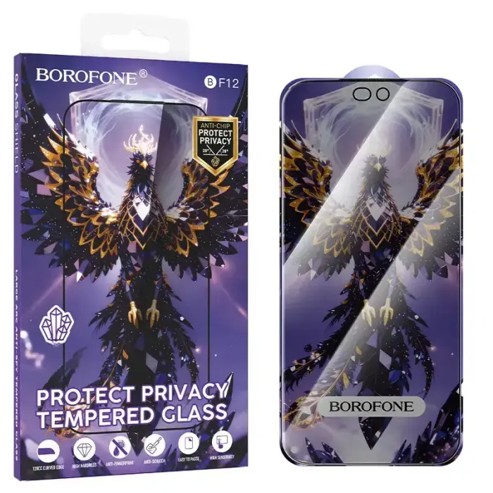 Borofone Tempered glass BF12 Armor Shield Full Screen Anti-spy for Iphone 17e/16e/14/13/13 Pro