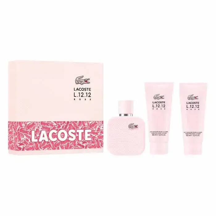 Lacoste L.12.12 Rose Eau De Parfum Spray 100ml Set 3 Pieces