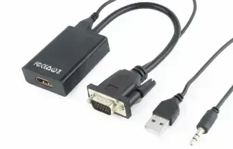 Gembird VGA Male - HDMI Female 0.15m Melns + USB|AUX Full HD