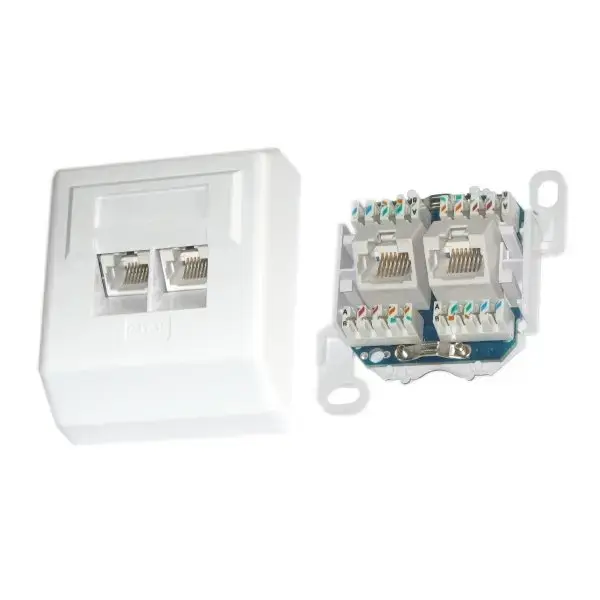 XtendLan Data Socket 2x RJ-45, Cat5e, unshielded, surface mount, angled entry, LSA punch-down
