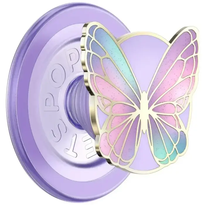 PopSockets Enamel Butterfly Prism MagSafe telefoni hoidik ja alus lavendel