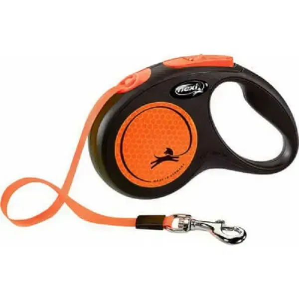 Trixie Flexi New NEON Ret retractable tape leash, S: 5 m, neon orange, up to 15kg