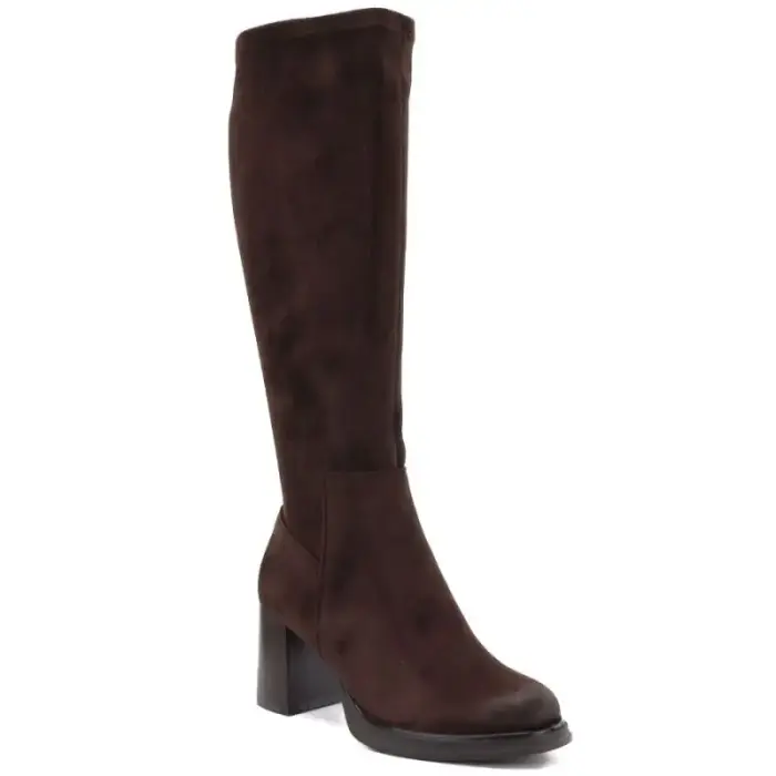 Women’s brown suede heeled boots Potocki SZ12849 - Buty: 38
