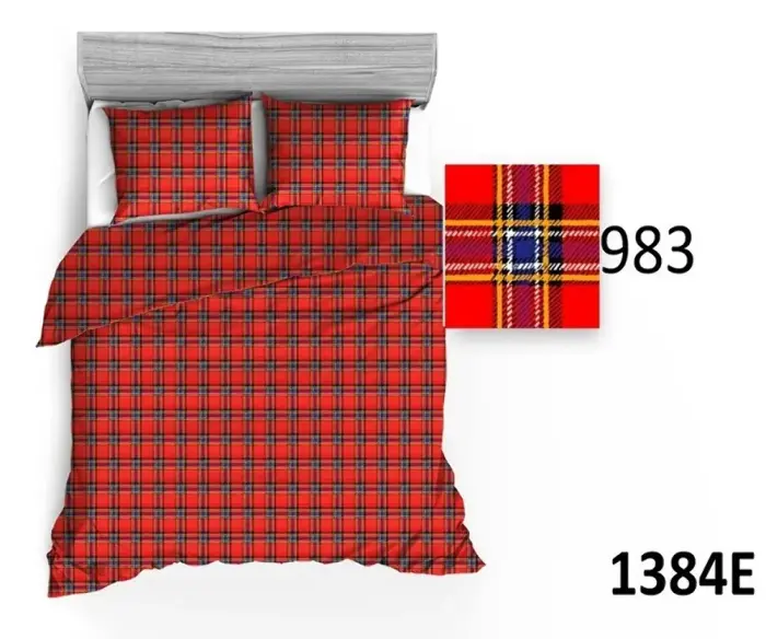 Gultas veļas komplekts 160x200 cm Sarkans rūtains