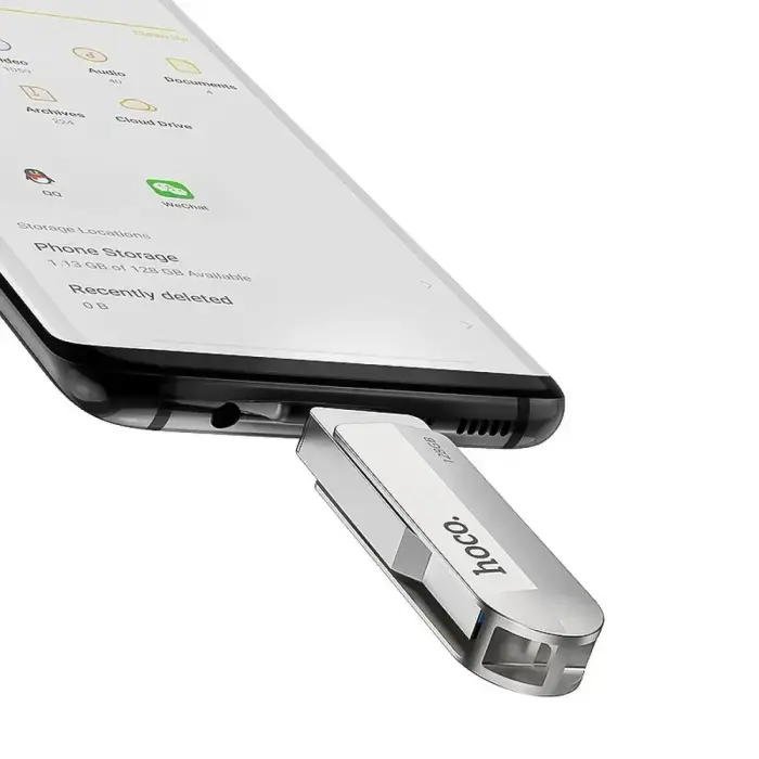 Pendrive 128GB USB 3.0 (USB A + USB C) Hoco UD10 silver Foto 5