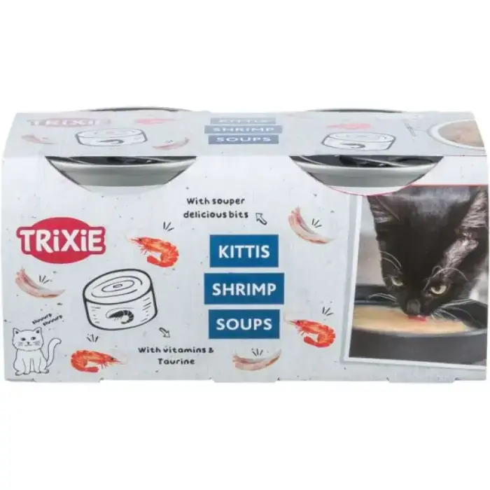Konservi, zupa kaķiem - Trixie Soup with chicken & shrimp, 4 × 80 g