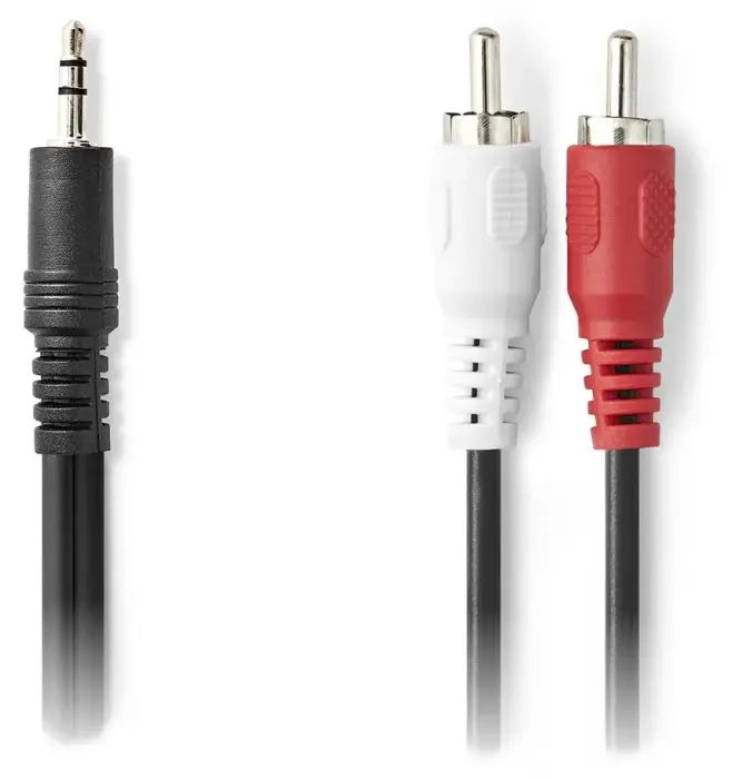 NEDIS stereofonní audio cable/ 3,5 mm zástrčka - 2x CINCH zástrčka/ black/ bulk/ 1m