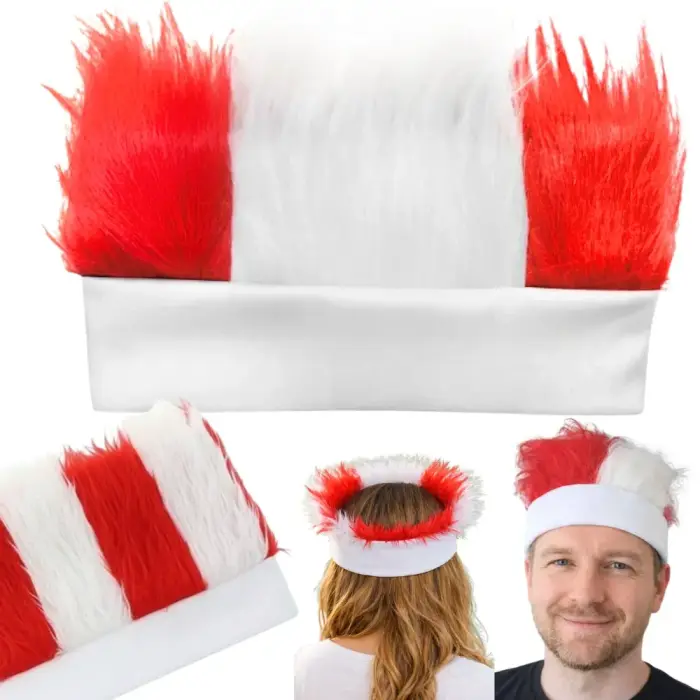 Fan's hair white and red headgear poland match stadium headband