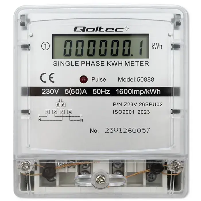 Qoltec Single-phase electronic meter | Energy consumption meter | 230V | LCD Photo