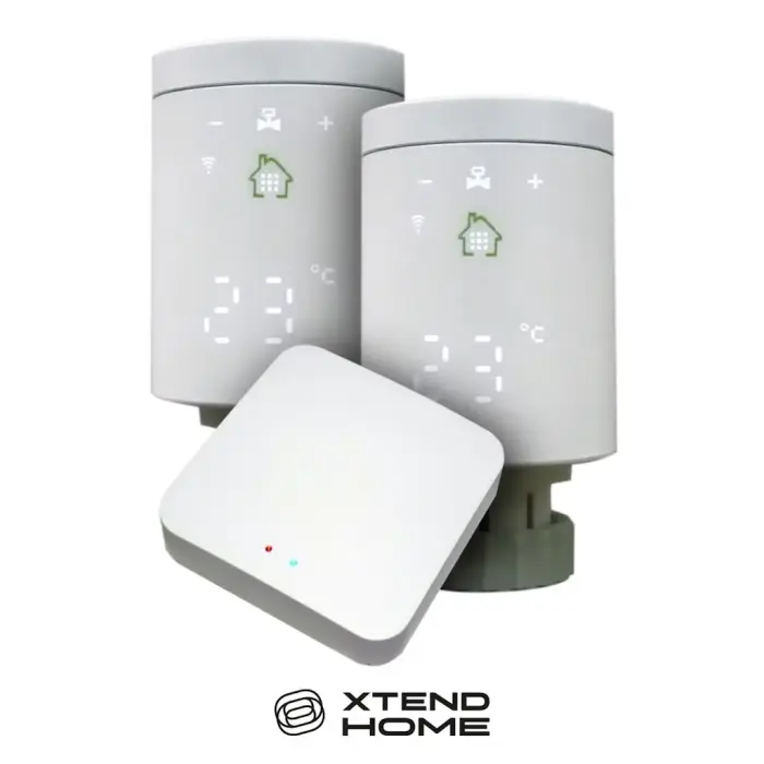 Xtend Home Tuya Smart Set Zigbee Gateway + 2x Thermostatic Head Display on the Side