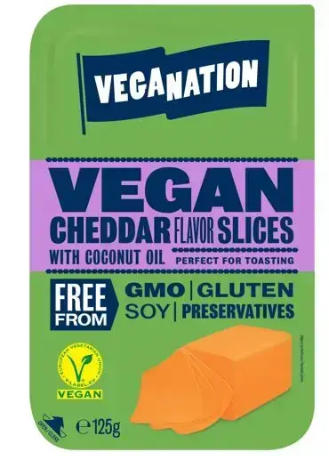 Веганский продукт на основе растительных жиров со вкусом сыра Чеддер, VEGANATION 125 г