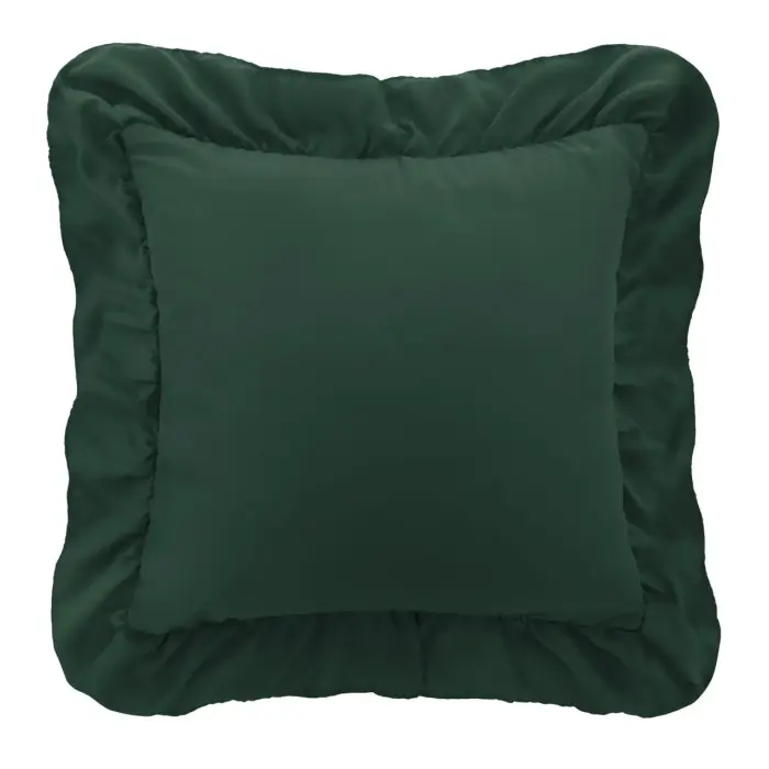 Ruffy Decorative Pillowcase with Ruffle 40x40 cm, Bottle Green