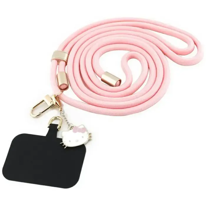 Hello Kitty Patch & Kitty Head Charm Universal Phone Lanyard – Pink