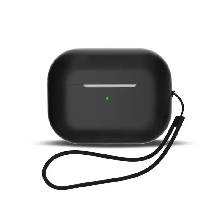 Silicone case for AirPods 1 / AirPods 2 with wrist strap - black
