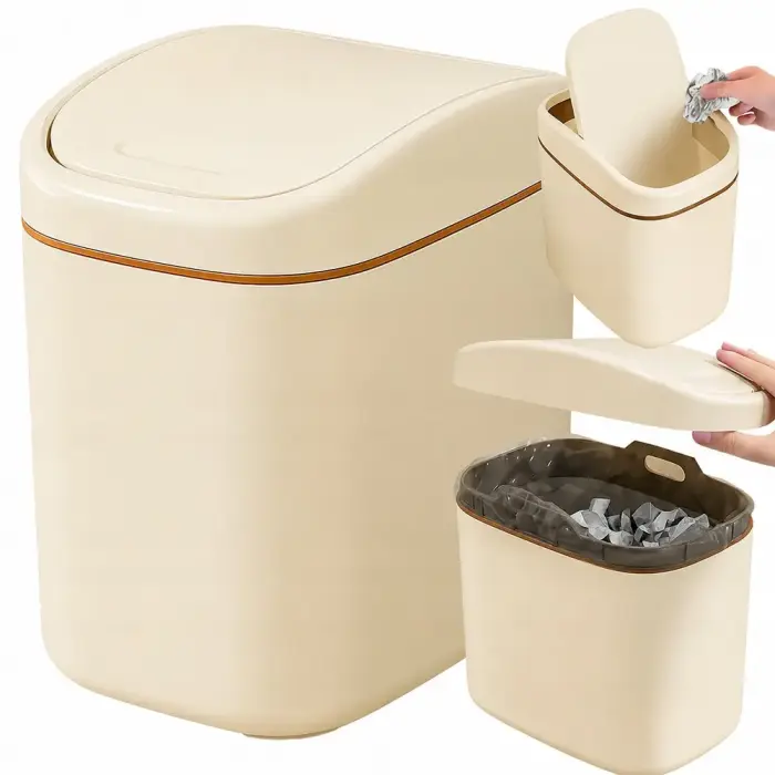 Mini bin for the bedroom or bathroom – desk container with lid, 2 l