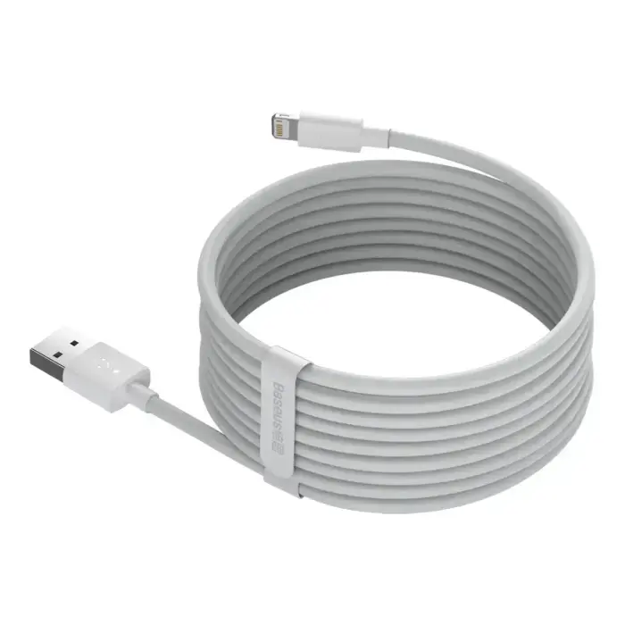 Baseus Simple Wisdom data transfer and charging cable | USB-A to Lightning | 12W | 1.5m | white | 2-pack Photo