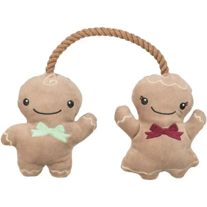 Plīša rotaļlieta - Trixie Xmas gingerbread couple on rope, plush/rope, 22 cm