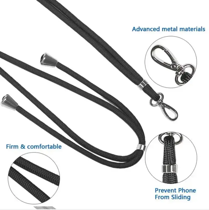 Universal neck strap for phones navy blue Фото num