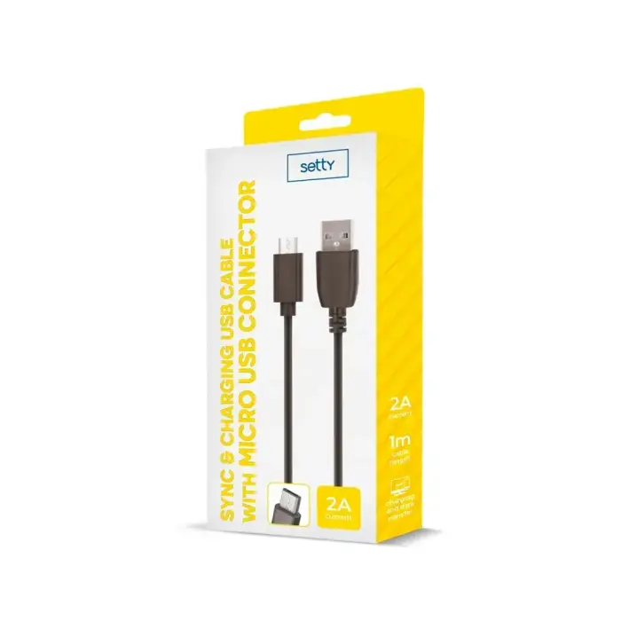 Setty andmeedastus- ja laadimiskaabel 10W | Micro USB | 1m | must