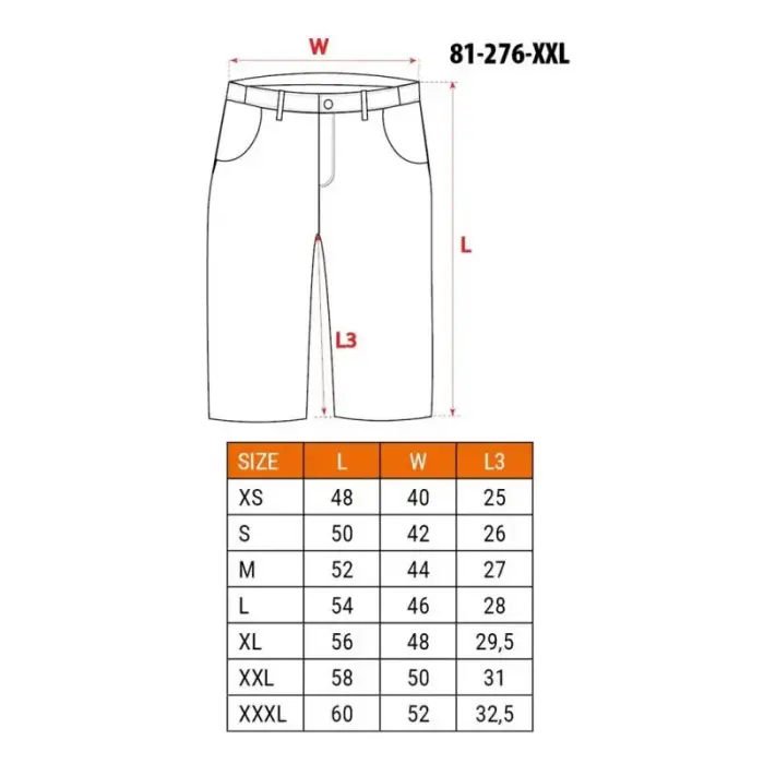 PREMIUM šortai, 62% cotton, 35% polyester, 3% elastane, size XXL