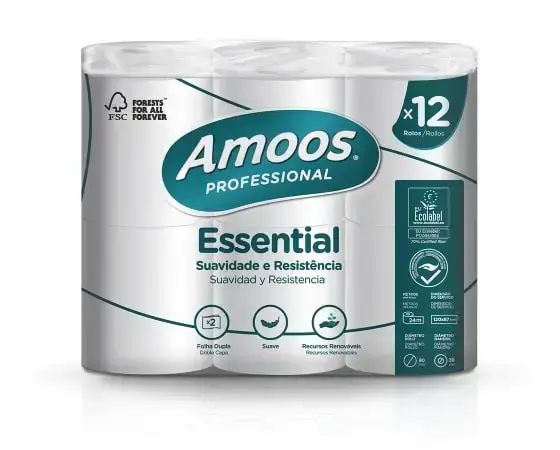 AMOOS Perforeeritud tualettpaberirullid, 12 tk/pakk, 2-kihiline, 16 m