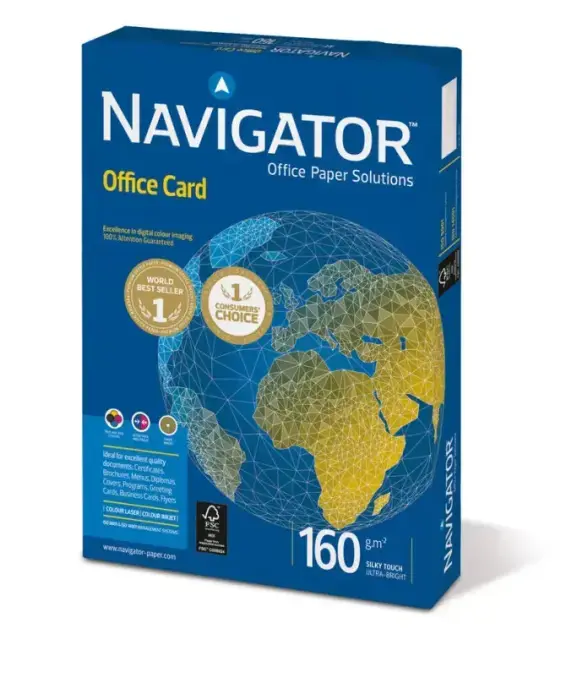Kontoripaber NAVIGATOR OFFICE CARD, A4, 160 g/m², 250 lehte