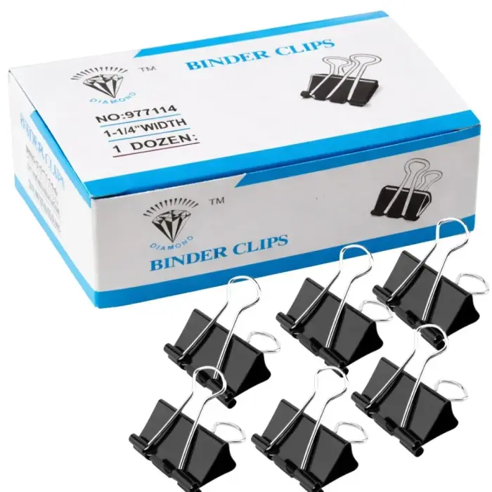 32mm office filing clips, 12-pack, black, for school, binder