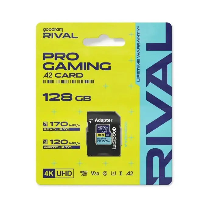 Карта памяти GOODRAM RIVAL microSD 128GB 100MB/s Class 10 UHS-I V30 A2 с SD адаптером