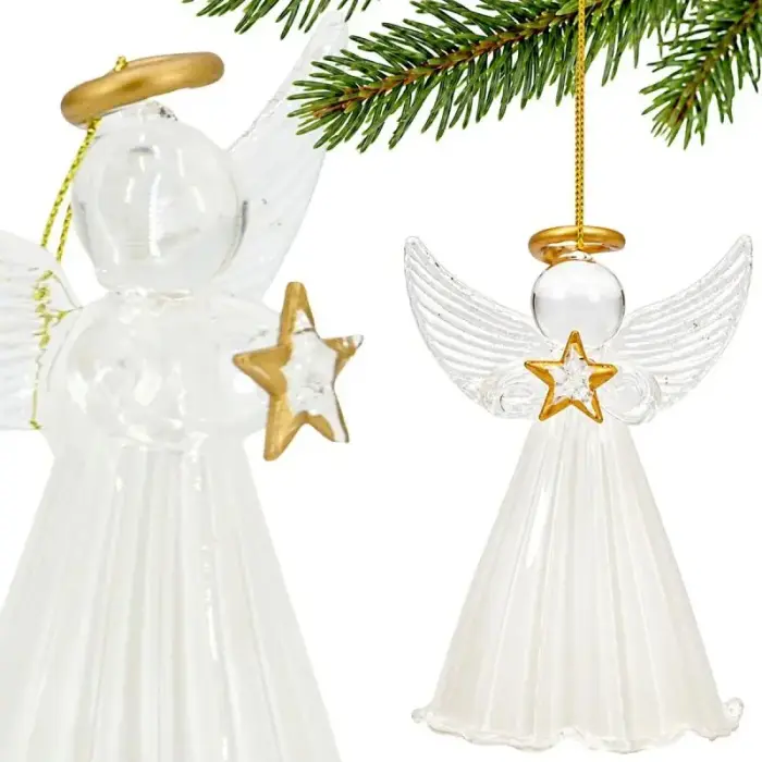 Angel-Shaped Glass Bauble 14 cm – Saska Gift & Decor