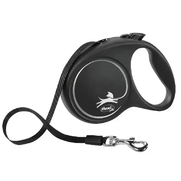 Trixie Flexi Black Design Tape Leash - M, 5 m (up to 25kg)