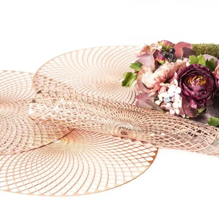 Table placemat Daria 38 cm copper round with openwork pattern Eurofirany Photo