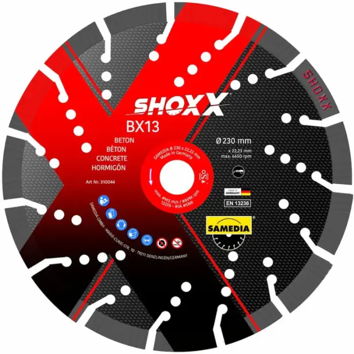dimanta disks Samedia BX13 do betonu i granitu 350 mm x 30/25,4 mm x 3,0 mm x 21 seg.