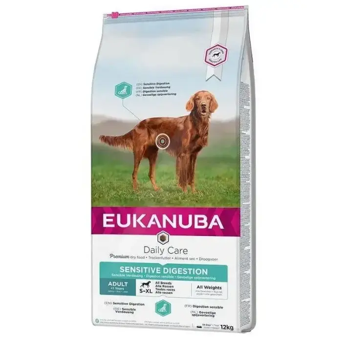Eukanuba Adulta Visu šķirņu sausā suņu barība jutīgai gremošanai, 12 kg