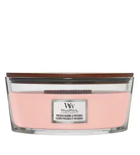 WoodWick Lõhnaküünal puidust tahiga Pressed Blooms & Patchouli 453.6 g