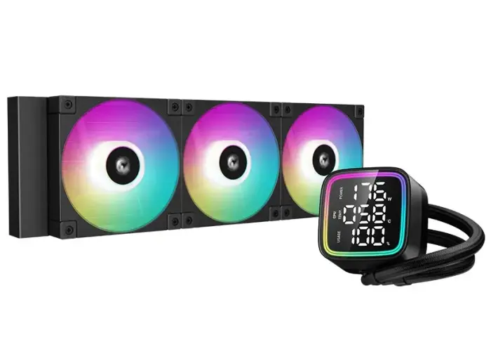 DEEPCOOL vodní кулер LD360 / 3x120 mm PWM ARGB fan / display / чёрный