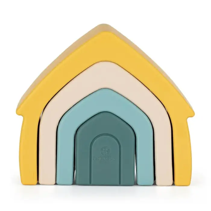 PETITE&MARS Silicone Stacking Toy House, Yellow, 12m+