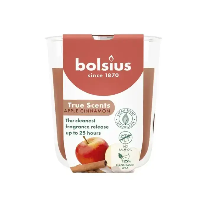 BOLSIUS True Scents Scented Candle in Glass, Apple-Cinnamon, Ø80x73mm