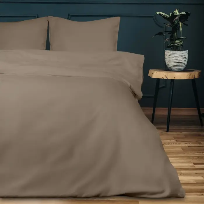 Satininis patalynės komplektas 160x200 cm tamsiai smėlio 041 vientisas Darymex